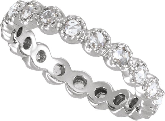 Platinum Round Natural Diamond Rose-Cut Eternity Band - view 4