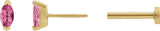 14K Gold Marquise Natural Pink Tourmaline Solitaire V-Prong Stud Earrings - Yellow Gold