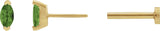 14K Gold Marquise Natural Green Tourmaline Solitaire V-Prong Stud Earrings - Yellow Gold