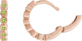 14K Gold Round Natural Peridot Hinged Hoop Earrings - Rose Gold - view 3