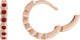 14K Gold Round Natural Mozambique Garnet Hinged Hoop Earrings - Rose Gold - view 3