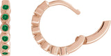 14K Gold Round Natural Emerald Hinged Hoop Earrings - Rose Gold - view 3