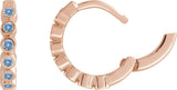 14K Gold Round Natural Aquamarine Hinged Hoop Earrings - Rose Gold - view 3