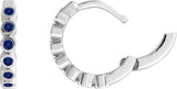 14K Gold Round Natural Blue Sapphire Hinged Hoop Earrings - White Gold - view 3