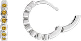 14K Gold Round Natural Citrine Hinged Hoop Earrings - White Gold - view 3