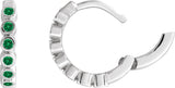 14K Gold Round Natural Emerald Hinged Hoop Earrings - White Gold - view 3
