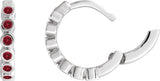 14K Gold Round Natural Mozambique Garnet Hinged Hoop Earrings - White Gold - view 3