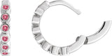 14K Gold Round Natural Pink Tourmaline Hinged Hoop Earrings - White Gold - view 3