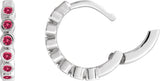 14K Gold Round Natural Ruby Hinged Hoop Earrings - White Gold - view 3