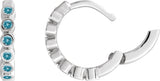 14K Gold Round Natural Blue Zircon Hinged Hoop Earrings - White Gold - view 3