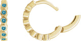14K Gold Round Natural Blue Zircon Hinged Hoop Earrings - Yellow Gold - view 3