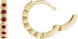 14K Gold Round Natural Mozambique Garnet Hinged Hoop Earrings - Yellow Gold - view 3