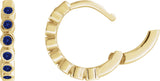 14K Gold Round Natural Blue Sapphire Hinged Hoop Earrings - Yellow Gold - view 3