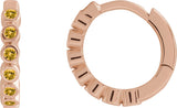 14K Gold Round Natural Citrine Hinged Hoop Earrings - Rose Gold