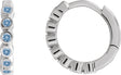 14K Gold Round Natural Aquamarine Hinged Hoop Earrings - White Gold