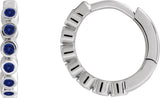 Platinum Round Natural Blue Sapphire Hinged Hoop Earrings