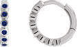 14K Gold Round Lab-Grown Blue Sapphire Hinged Hoop Earrings - White Gold