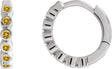 14K Gold Round Natural Citrine Hinged Hoop Earrings - White Gold