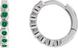 Platinum Round Natural Emerald Hinged Hoop Earrings