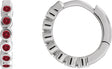 14K Gold Round Natural Mozambique Garnet Hinged Hoop Earrings - White Gold