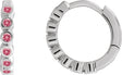 Platinum Round Natural Pink Tourmaline Hinged Hoop Earrings