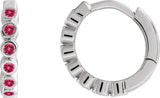 Platinum Round Lab-Grown Ruby Hinged Hoop Earrings