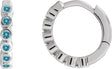 Platinum Round Natural Blue Zircon Hinged Hoop Earrings
