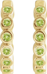 14K Gold Round Natural Peridot Hinged Hoop Earrings - Yellow Gold - view 2