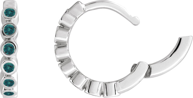 14K Gold Round Lab-Grown Alexandrite Hinged Hoop Earrings - White Gold - view 3