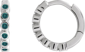 Platinum Round Lab-Grown Alexandrite Hinged Hoop Earrings