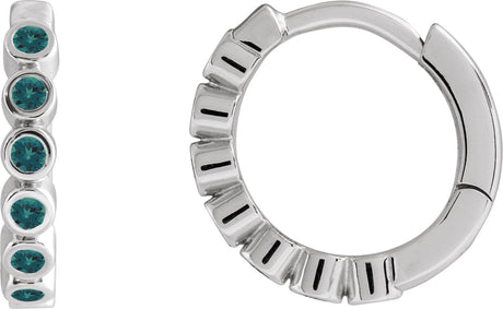 Platinum Round Natural Alexandrite Hinged Hoop Earrings
