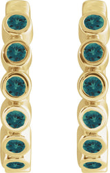 14K Gold Round Natural Alexandrite Hinged Hoop Earrings - Yellow Gold - view 2