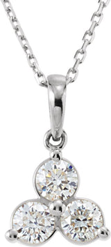 14K Gold Three-Stone Necklace - White Gold