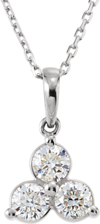 14K Gold Three-Stone Necklace - White Gold