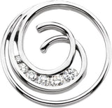 18K Gold Round Natural Diamond Journey Circle Pendant - White Gold
