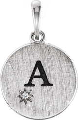 Platinum Round Natural Diamond Engravable Starburst Necklace or Pendant - view 4