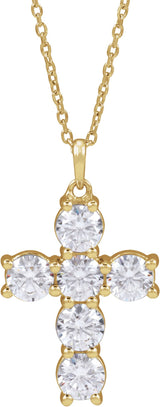 Platinum Round Natural Diamond Accented Cross Necklace or Pendant – up to 1 3/8 CTW - view 4