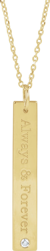 14K Gold Engravable Bar Necklace or Pendant - Yellow Gold - view 3