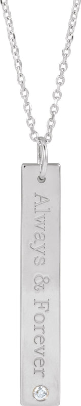 14K Gold Engravable Bar Necklace or Pendant - White Gold - view 3