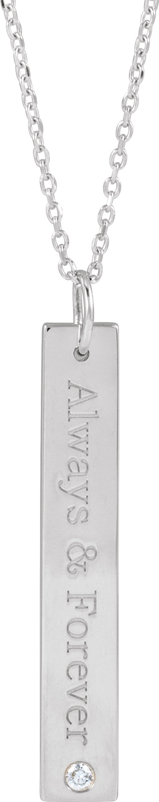 14K Gold Engravable Bar Necklace or Pendant - White Gold - view 3