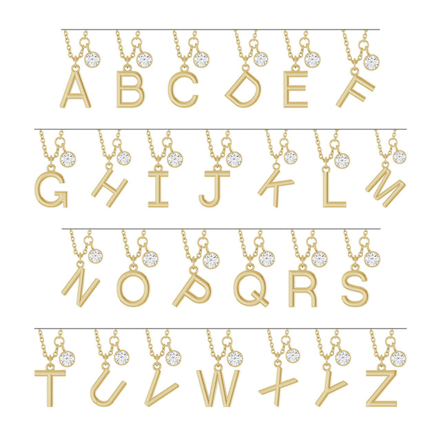 14K Gold Round Lab-Grown Diamond Accented Initial Necklace - Rose Gold - view 2