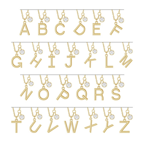 Platinum Round Lab-Grown Diamond Accented Initial Necklace - view 2