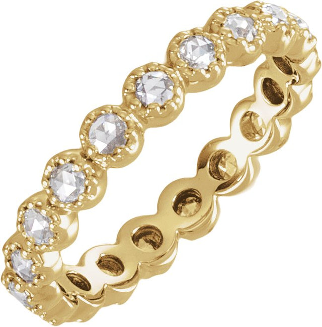 14K Gold Round Natural Diamond Rose-Cut Eternity Band - Yellow Gold