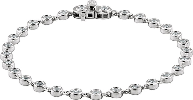 14K Gold Round Natural Diamond Bezel-Set Line Bracelet – 2.5mm Stones - view 4
