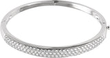 14K Gold Round Natural Diamond Pavé Bangle Bracelet - White Gold