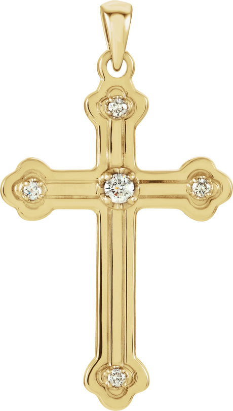 14K Gold Grooved Cross Pendant