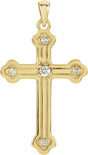 14K Gold Grooved Cross Pendant