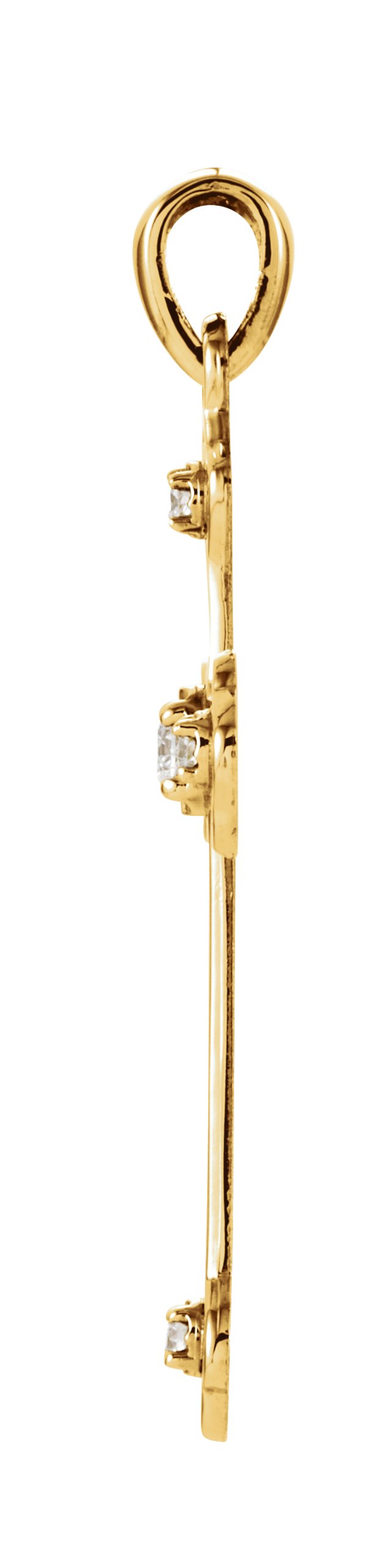 14K Gold Grooved Cross Pendant - view 2