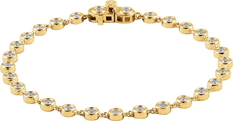 14K Gold Round Natural Diamond Bezel-Set Line Bracelet – 2.5mm Stones