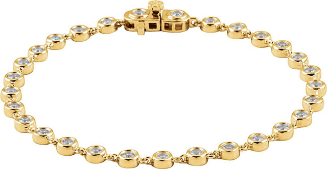 14K Gold Round Natural Diamond Bezel-Set Line Bracelet – 2.5mm Stones